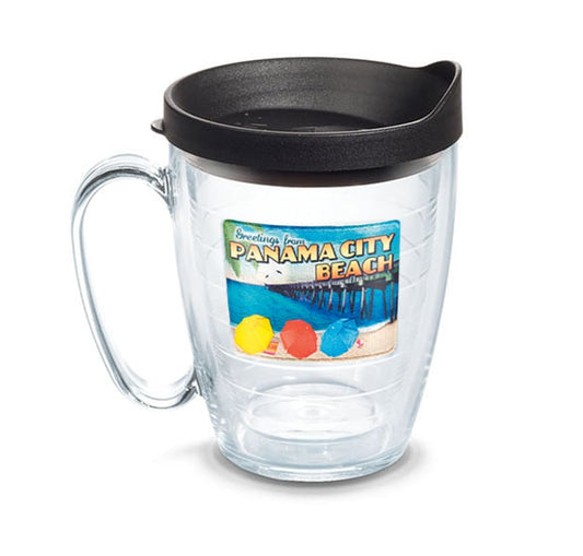 Front View of Black Tervis® Classic Mug Enhanced Embroidered Emblem - 16 oz.