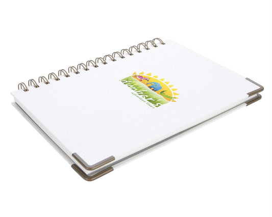 Front View of Black Good Value™ Woven Paper Hardback With Metal Accents Notebook