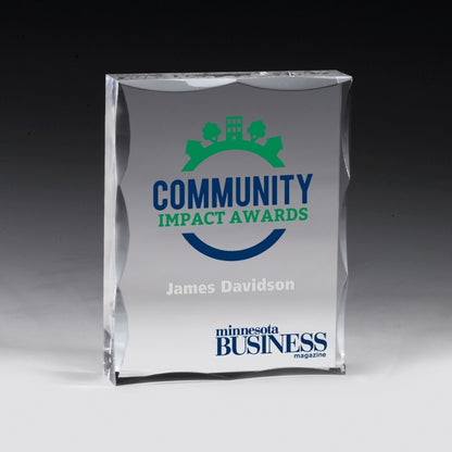 Scalloped Acrylic Paperweight Awards - 4” x 5” x 1” 4-Color Process