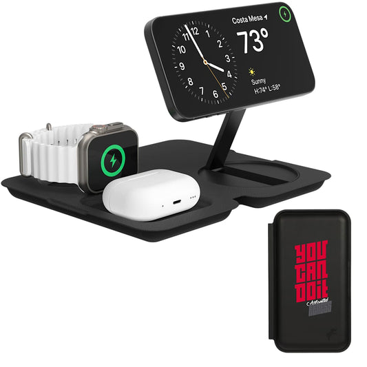 Front View of Black Nimble Fold 3-in-1 Wireless Charger