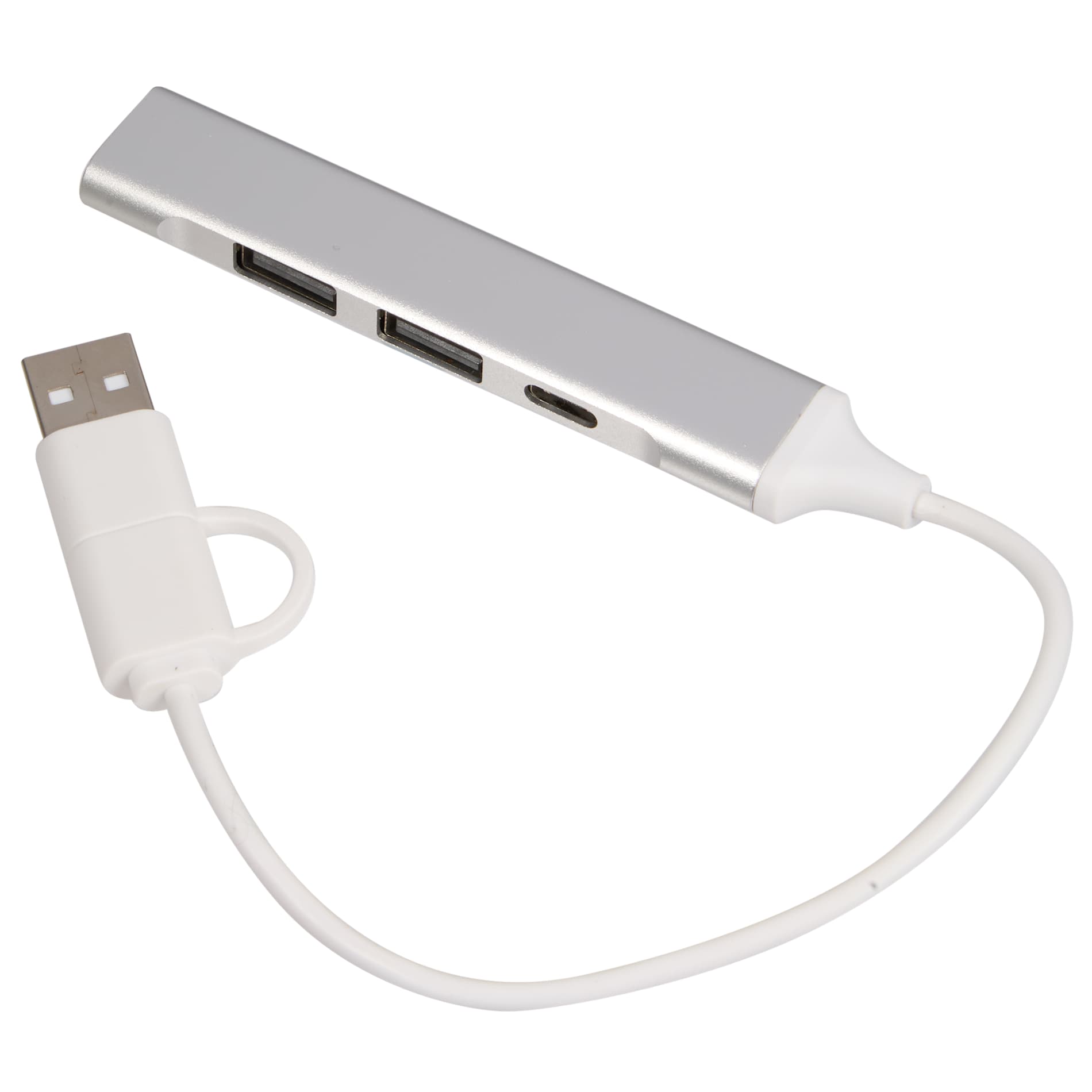 Silver Aluminum 4-Port USB-A and C Hub