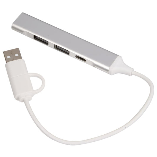Silver Aluminum 4-Port USB-A and C Hub