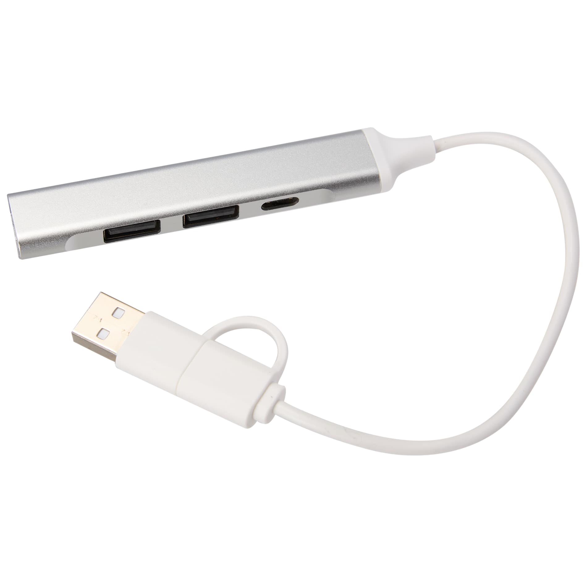 Silver Aluminum 4-Port USB-A and C Hub