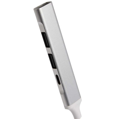 Silver Aluminum 4-Port USB-A and C Hub
