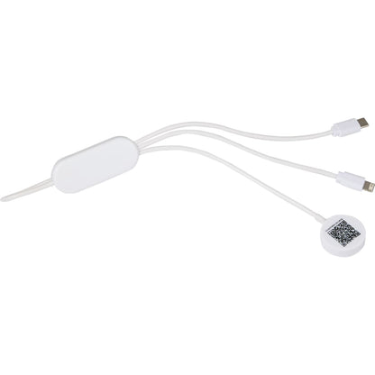 Rear View of White Allcord 5-in-1 Charging Cable with iWatch Charger