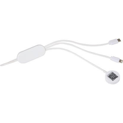 Rear View of White Allcord 5-in-1 Charging Cable with iWatch Charger