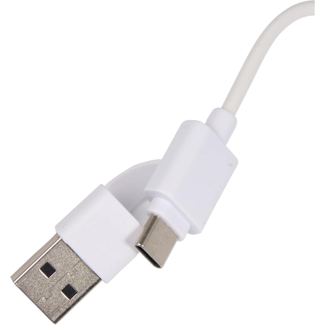 Front View of White Allcord 5-in-1 Charging Cable with iWatch Charger