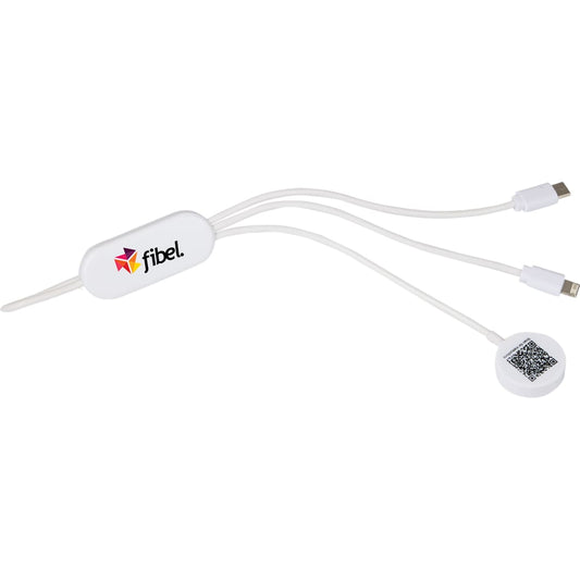 Front View of White Allcord 5-in-1 Charging Cable with iWatch Charger