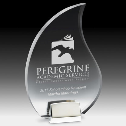 Flame Award w/ Chrome Base (5 1/2" x 9" x 3/4") - Laser Engraved