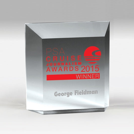 Beveled Elegant Freestanding Awards- Laser Engraved - (5" x 5" x 1¼")