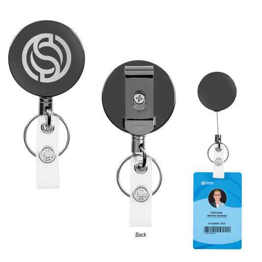 GUNMETAL Steel Retractable Badge Holder