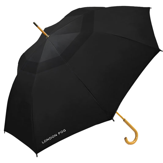 Black 48" London Fog Auto Fashion Stick Umbrella