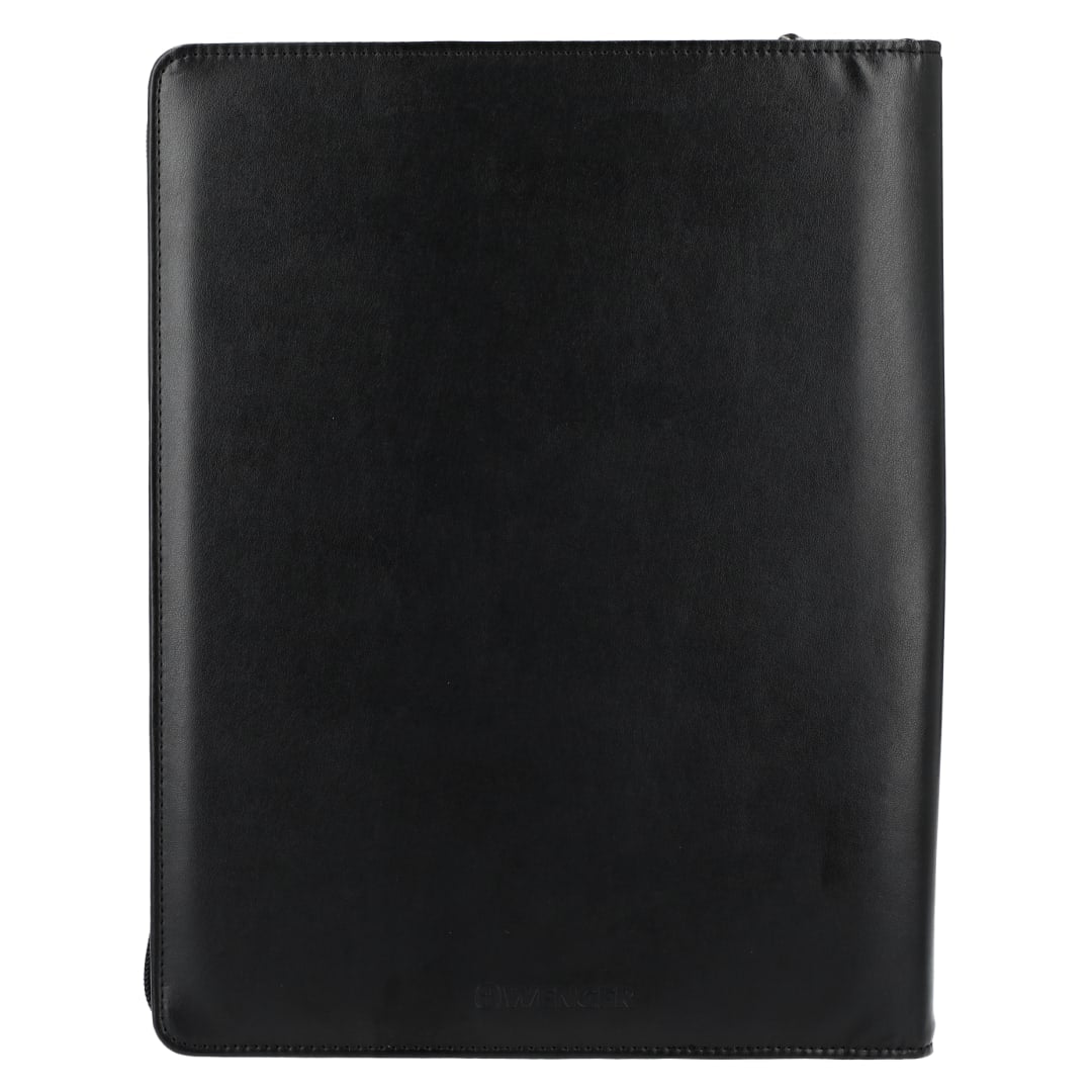 Rear View of Black Wenger Recycled Tech Zippered Padfolio