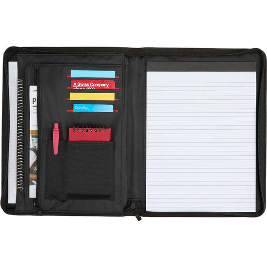 Front View of Gray Wenger RPET Zippered Padfolio