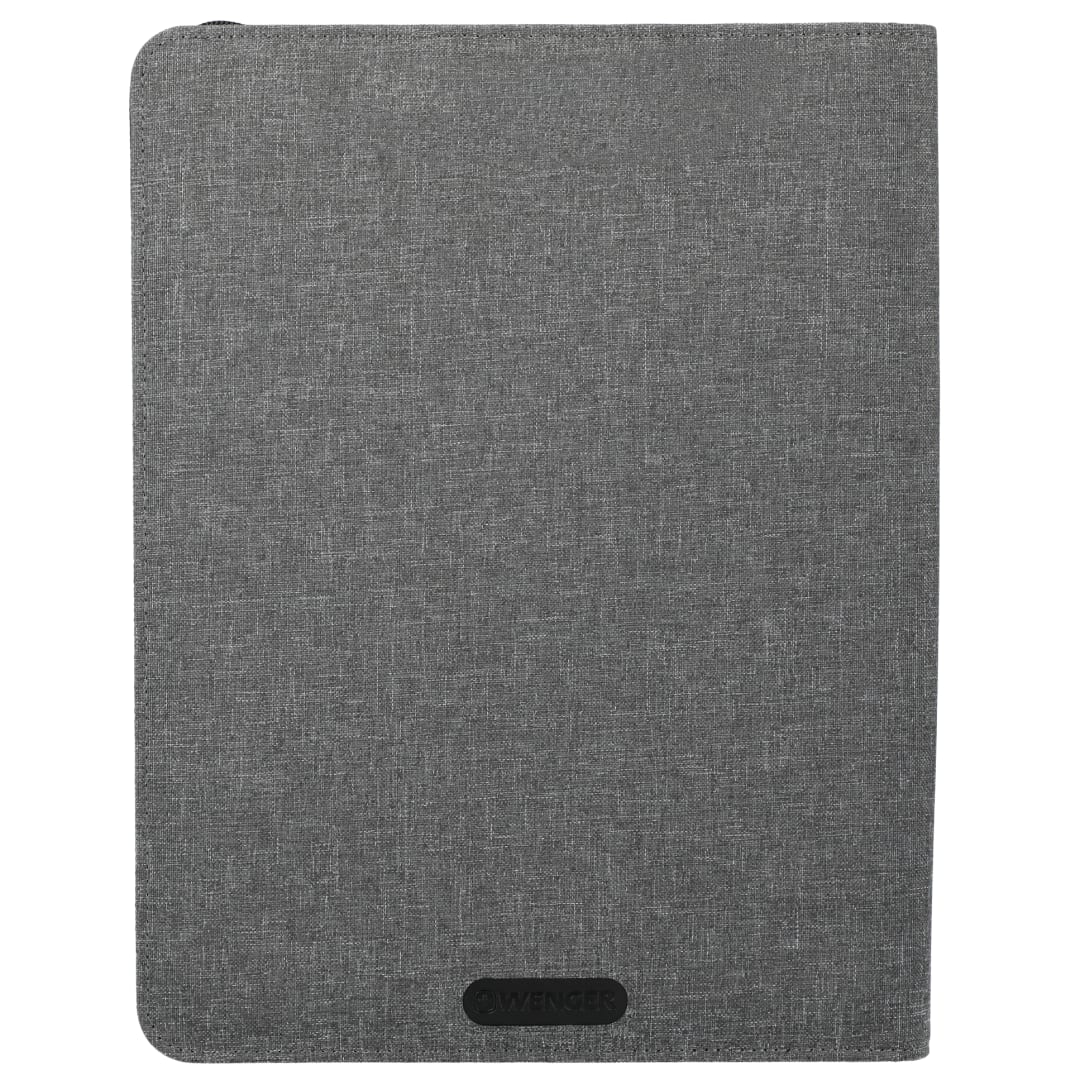 Rear View of Gray Wenger RPET Zippered Padfolio