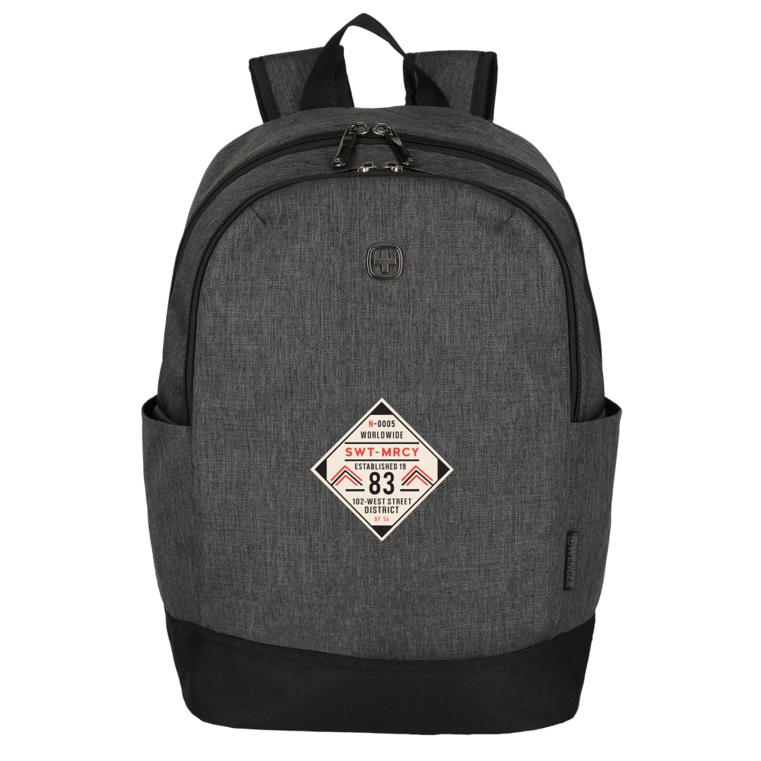 Front View of Black Wenger Recycled Storm 15" Laptop Backpack