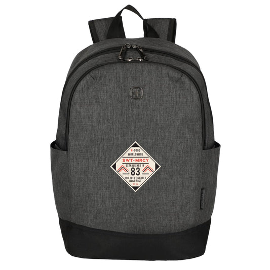 Front View of Black Wenger Recycled Storm 15" Laptop Backpack