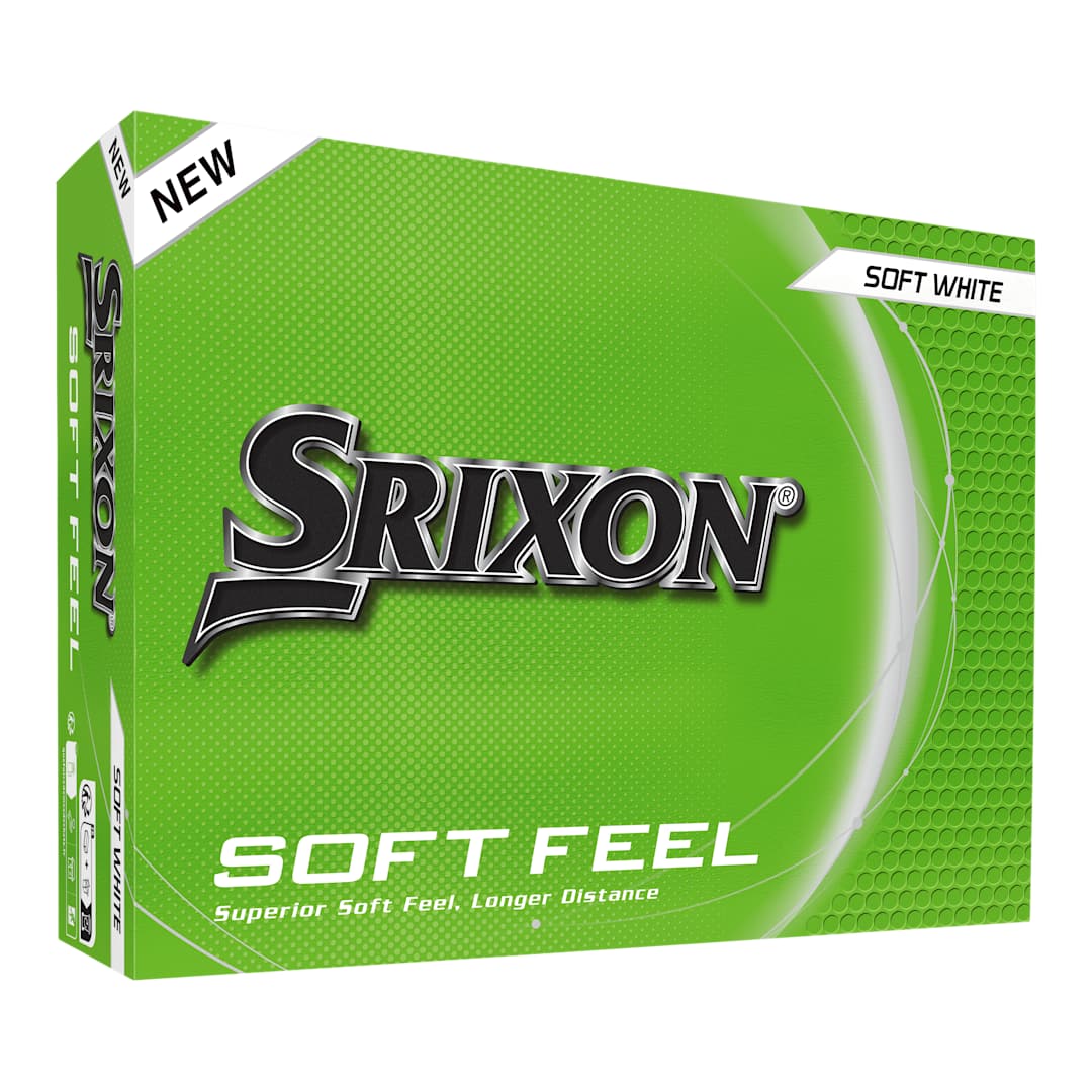 Front View of White Srixon Soft Feel Golf Balls - 12 Pack