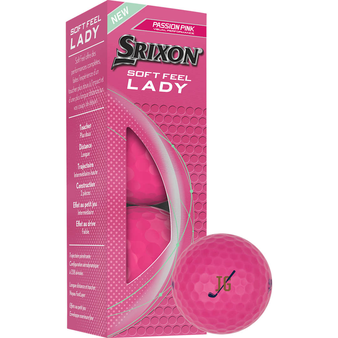 Front View of Pink Srixon Soft Feel Golf Balls - 3 Pack