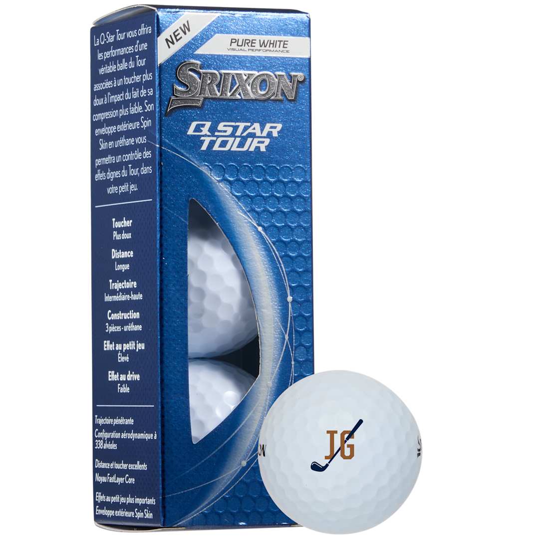 Front View of White Srixon Q-STAR TOUR Golf Balls - 3 Pack