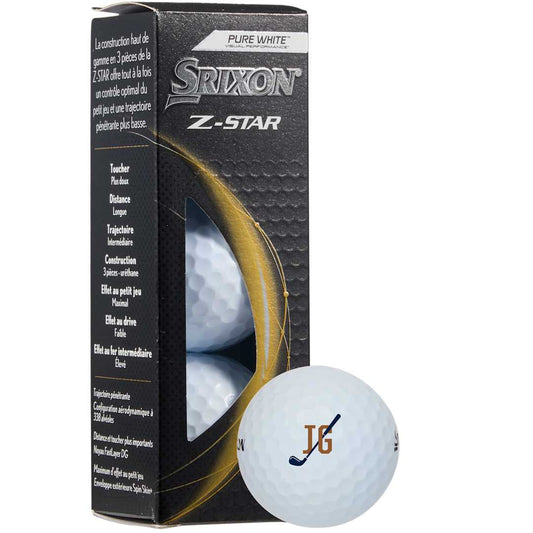 Front View of White Srixon Z-STAR Golf Balls - 3 Pack