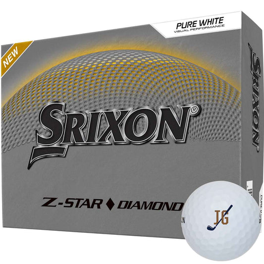 Front View of White Srixon Z-STAR DIAMOND Golf Balls - 12 Pack