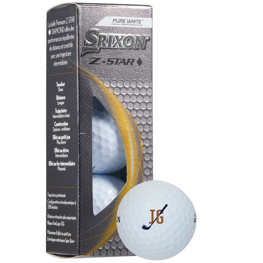 Front View of White Srixon Z-STAR DIAMOND Golf Balls - 3 Pack