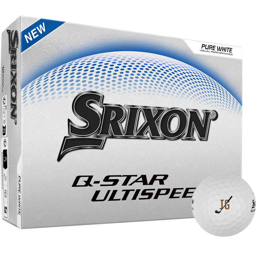 Front View of White Srixon Q-STAR ULTISPEED Golf Balls - 12 Pack