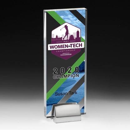 Rectangle Award w/ Chrome Base (3 1/2" x 9" x 3/4") - 4CP Imprint