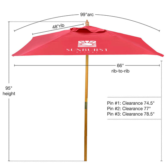 8' Square Wood Market Umbrella Double-Sided Dye Sub Kit