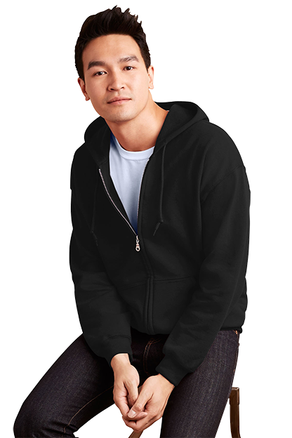 Black Gildan® Heavy Blend™ Adult Full-Zip Hooded Sweatshirt  - S