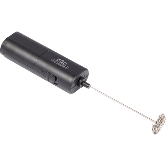 Front View of Black Battery Operated Handheld Milk Frother