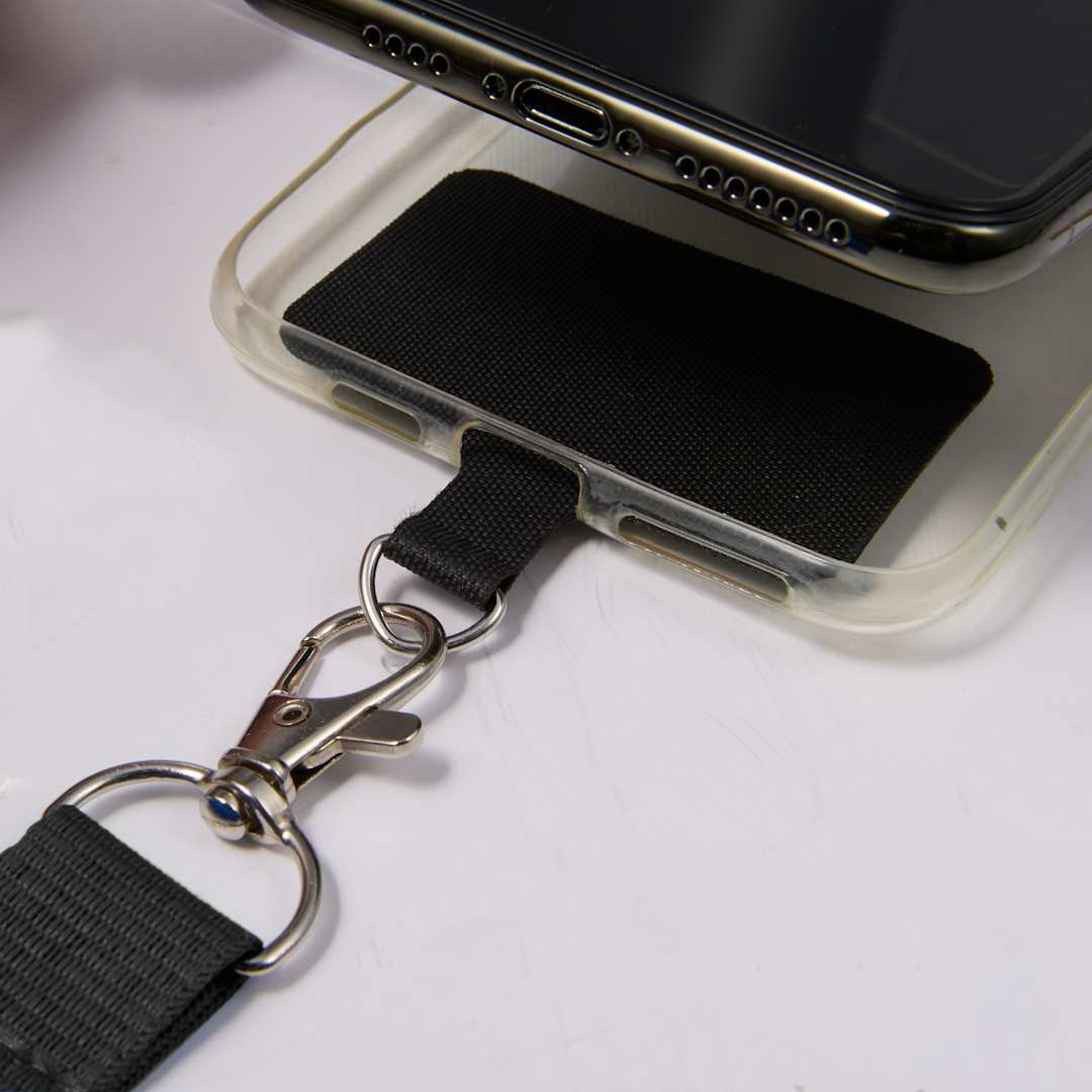 Black Adjustable Recycled Phone Lanyard