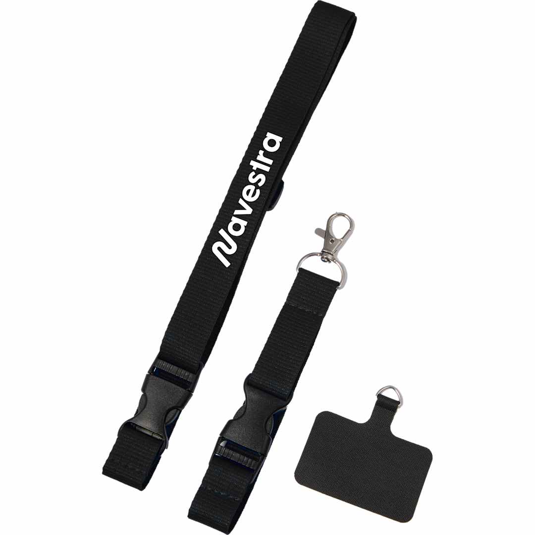 Black Adjustable Recycled Phone Lanyard