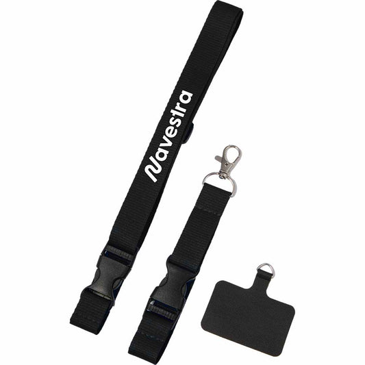 Black Adjustable Recycled Phone Lanyard