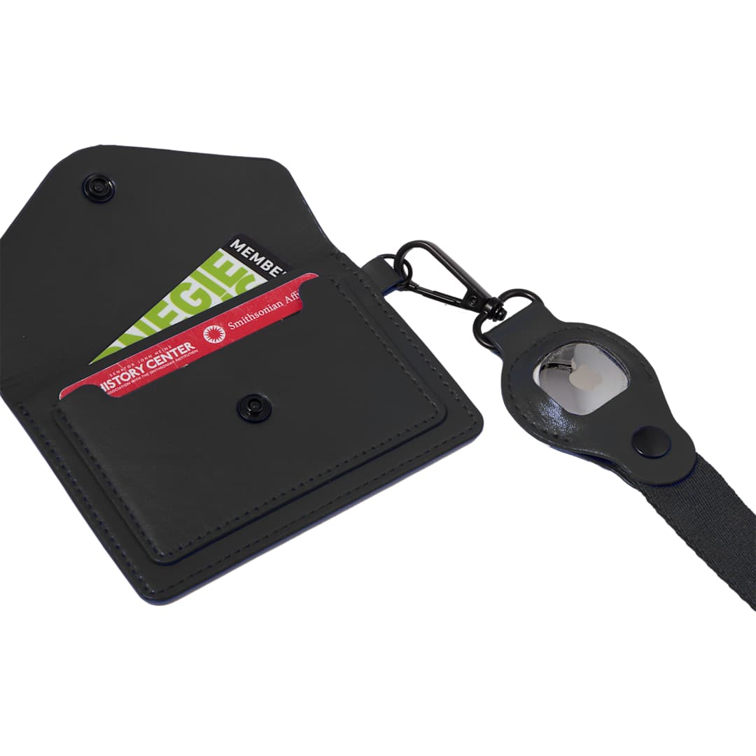 Black Recycled Wrist Lanyard with Card Holder