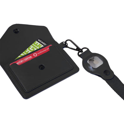 Black Recycled Wrist Lanyard with Card Holder