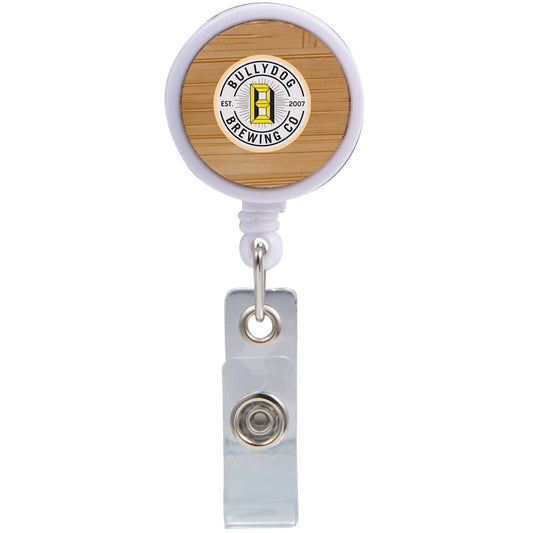Front View of Natural Bamboo Badge Holder