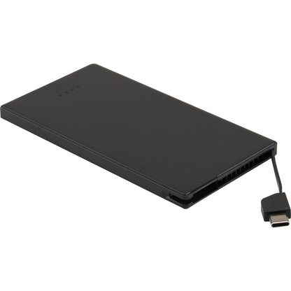Black 4000 mAh Cable Keeper Power Bank with Type-C Tip