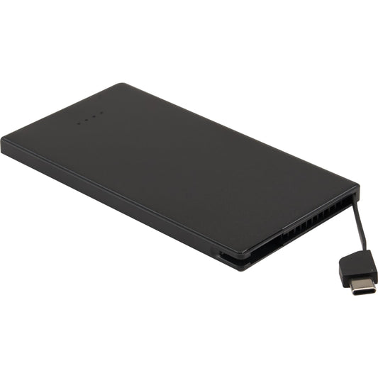 Black 4000 mAh Cable Keeper Power Bank with Type-C Tip