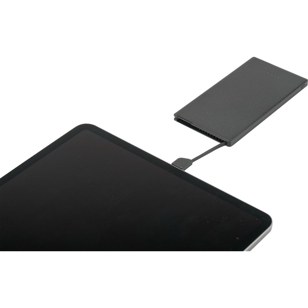 Black 4000 mAh Cable Keeper Power Bank with Type-C Tip