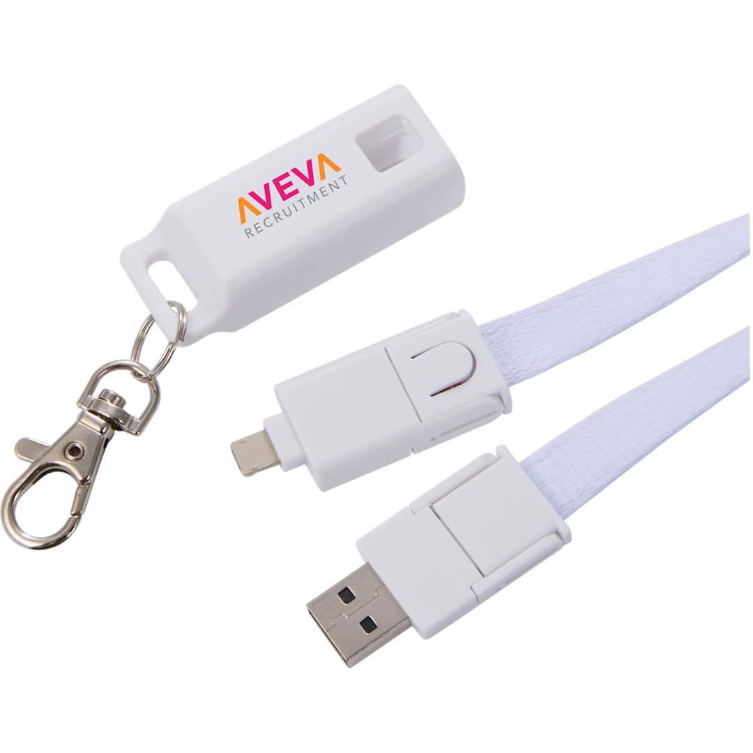 White 5-in-1 40W PD Charging Cable Lanyard