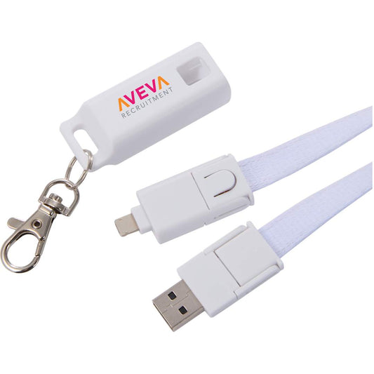 White 5-in-1 40W PD Charging Cable Lanyard
