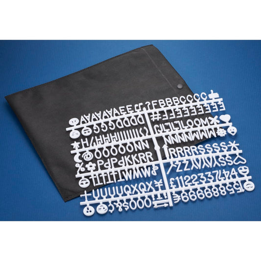 Front View of Black Letters for the Felt Board