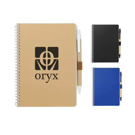 Front View of Natural FSC® Mix 5” x 7” Spiral Notebook with Pen