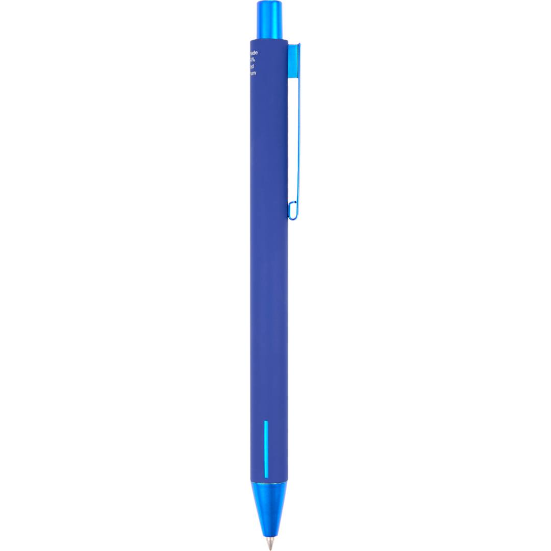 Front View of Black Halo Soft Touch Recycled Aluminum Gel Pen