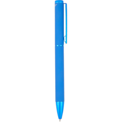 Front View of Black Harper Soft Touch Recycled Aluminum Gel Pen