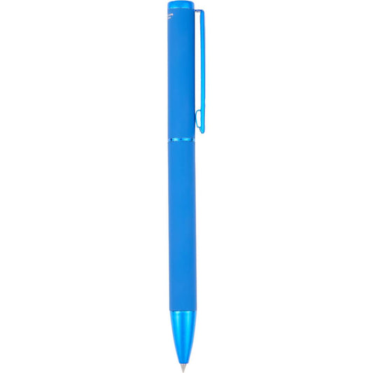 Front View of Black Harper Soft Touch Recycled Aluminum Gel Pen