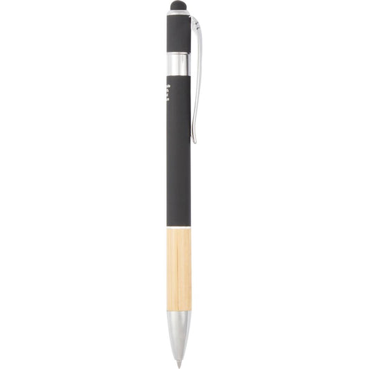 Front View of Black Bamboo rAL Soft Touch Ballpoint Stylus