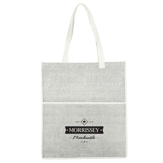 Front View of Black Apollo Recycled Non-Woven Convention Tote